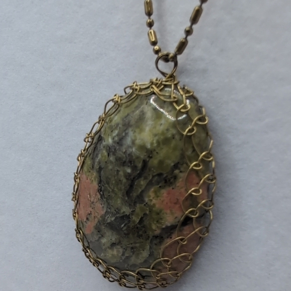 Gold Layered Necklace with Oval Pendant - Picture 2 of 4